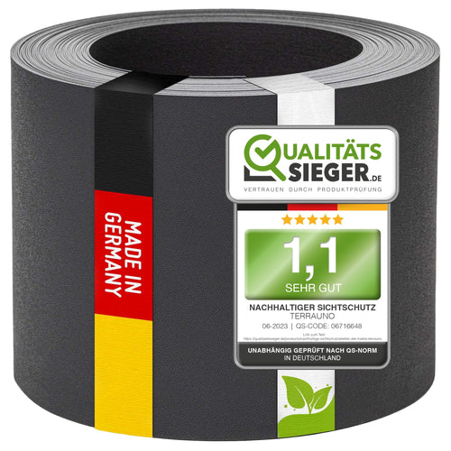 TerraUno Nachhaltige Sichtschutzstreifen - Doppelstab Anthrazit 26m