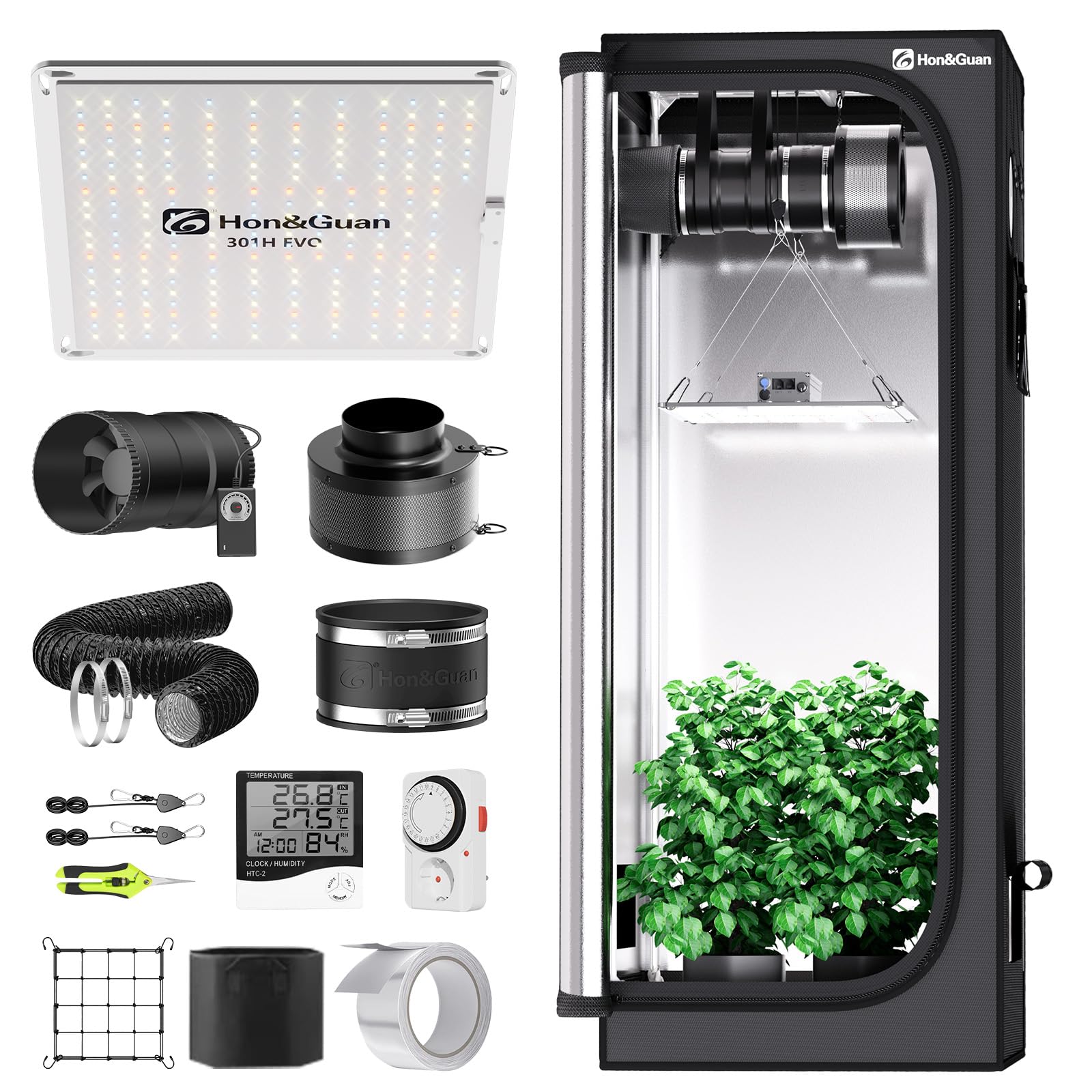 Growzelt Komplettset 60x60x160cm – Ideal für Einsteiger –