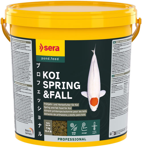 sera KOI Professional Koifutter <17°C Frühjahr/Herbst 7 kg. Braune, schwimmende Pellets für die Kaltwasserfütterung von Koi.