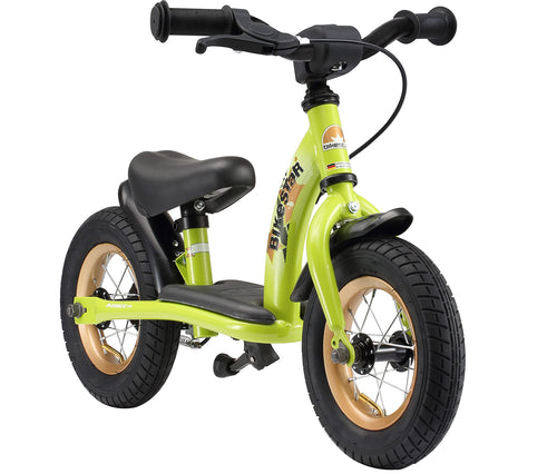 BIKESTAR 10 Zoll Classic Kinderlaufrad – Grün. Grünes Laufrad mit 10-Zoll-Rädern, schult spielerisch das Gleichgewicht von Kindern.