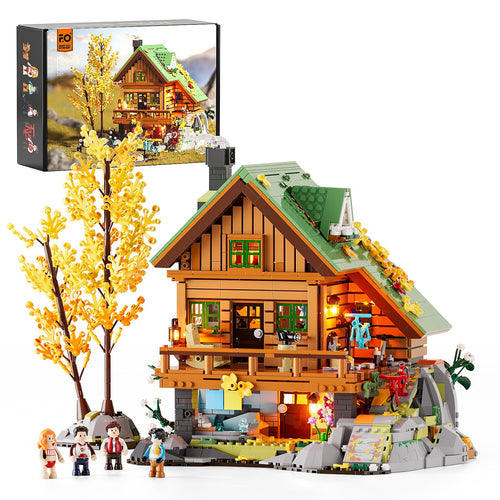 FUNWHOLE Mountain Cabin Klemmbaustein-Set – 2255 Teile LED