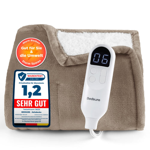 BEDSURE Elektrische Heizdecke Kuscheldecke - 130x180cm Braun