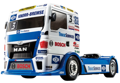TAMIYA MAN TGS TT-01E RC Truck Bausatz 1:14 Unlackiert: Unlackierte Teile zum Bau eines ferngesteuerten LKW.