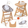 hauck Alpha Move Newborn Set Deluxe Holz Hochstuhl Natur Sand Beige