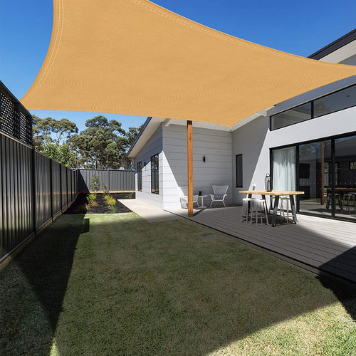 Ankuka Camping Sonnensegel Wasserdicht - 3x5m Sand Rechteckig. Schützt wasserdicht vor Sonne und Regen beim Camping.