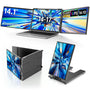 TechPro 2025 14.1" FHD Laptop Monitor Erweiterung IPS Triple. Schwarzes, rechteckiges Gehäuse.