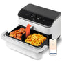 COSORI Dual Blaze TwinFry 10L Heissluftfritteuse - Cremeweiss. Kubisches Gerät mit zwei Garkammern für ölfreies Frittieren, Backen und Braten.