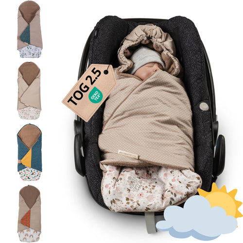 ULLENBOOM Einschlagdecke Babyschale Babydecke - Rosa Blüten