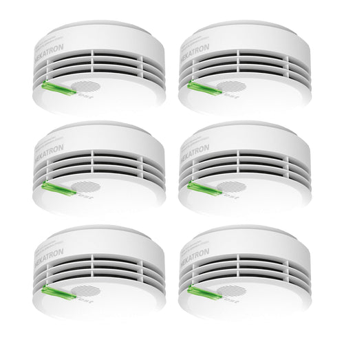 Hekatron Genius Plus Rauchmelder - 6er Pack inkl. Klebepad: Runder, weißer Rauchmelder zur Brandfrüherkennung in Wohnräumen.