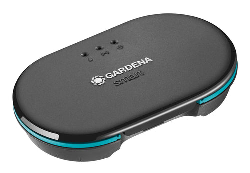 Gardena smart Irrigation Control Bewässerungssteuerung: Kompaktes, dunkelgraues Gerät zur automatischen Steuerung von Bewässerungsventilen im Garten.