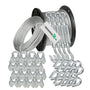 Renomo24 Drahtseil Set 6 Stahlseil-Set - 40m 5mm verzinkt: Silbernes, geflochtenes Drahtseil. Zum Spannen, Sichern und Aufhängen von Objekten.