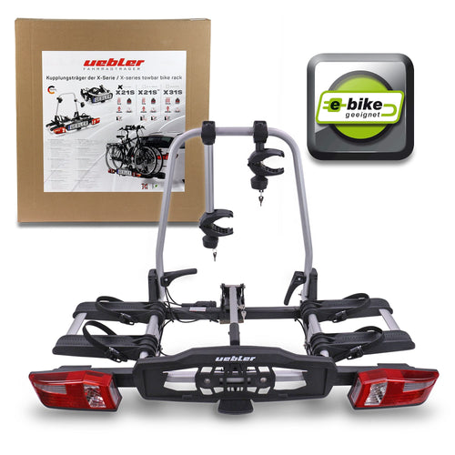 Uebler X21-S Kupplungsträger – 2 Fahrräder E-Bike tauglich. Kompakter, dunkelgrauer Heckträger für Anhängerkupplung zum Transport von 2 Rädern.