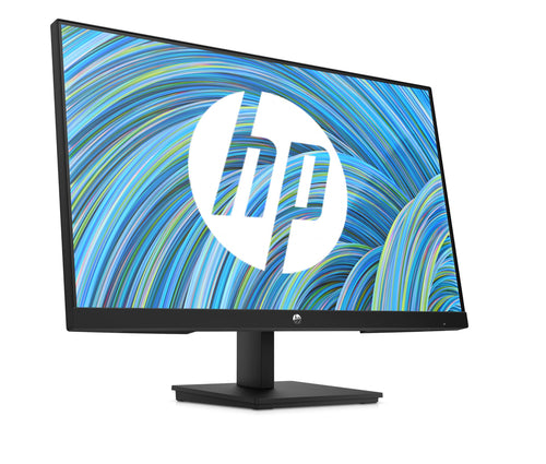 HP V24v G5 FHD Monitor. Schwarzer 23.8 Zoll Monitor mit 75 Hz. Dient der visuellen Ausgabe für PCs.