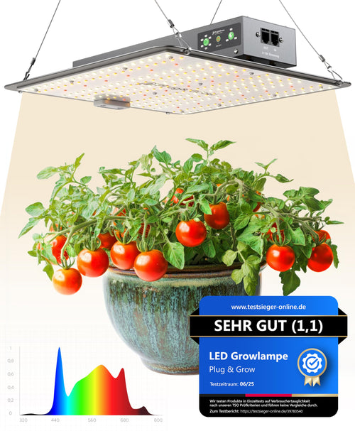 Plug & Grow LED Pflanzenlampe Vollspektrum mit Timer - 120W