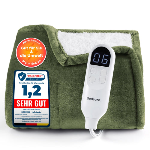 BEDSURE Heizdecke mit Abschaltautomatik 180x200cm – Grün