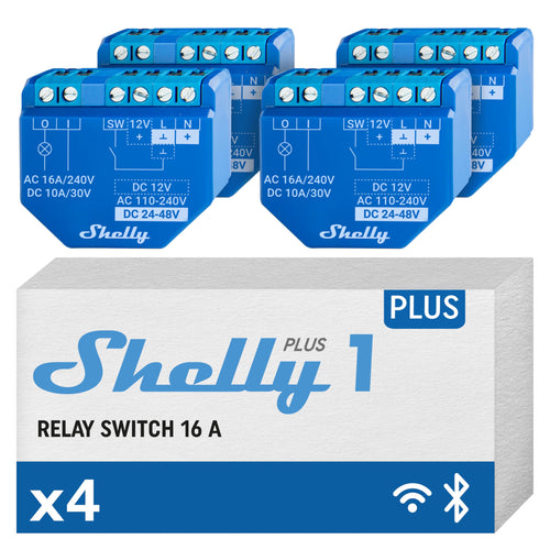 Shelly Plus 1 WLAN Bluetooth Smart Relais Schalter - 4er Pack