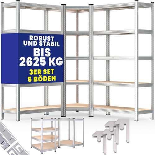 Monzana Schwerlastregal Eckregal Steckregal – 3er Set 2625 kg