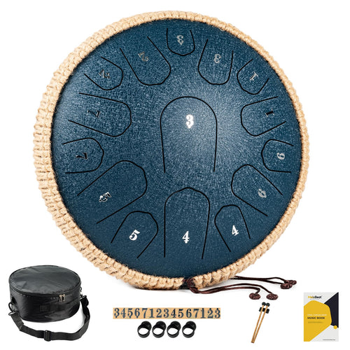 MeloBeat Zungentrommel 13 Zoll 15 Töne Steel Tongue Drum Set - Dunkelblau