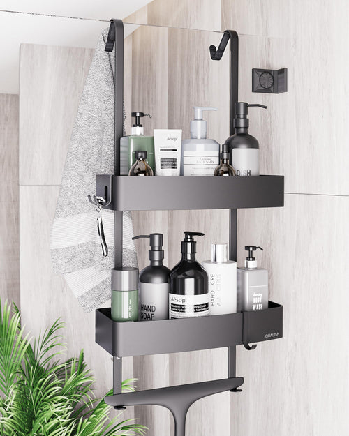 QUALISH® Duschablage zum Hängen ohne Bohren Schwarz Matt