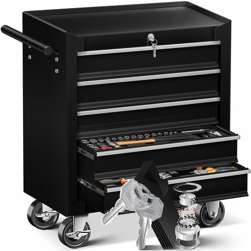 MASKO Werkstattwagen 5 Schubladen Schwarz Abschliessbar
