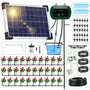Solar Automatisches Bewässerungssystem 300 – 30M Tropfschlauch: Schwarzes Solarpanel, Pumpe und 30m Tropfschlauch zur Mikrobewässerung von Pflanzen.