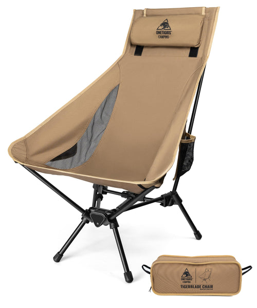 OneTigris TIGERBLADE Campingstuhl Hochlehner faltbar - Kojote Braun