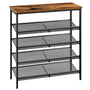 HOOBRO Schuhregal 5-stöckig EBF12XJ01 - Vintagebraun-Schwarz