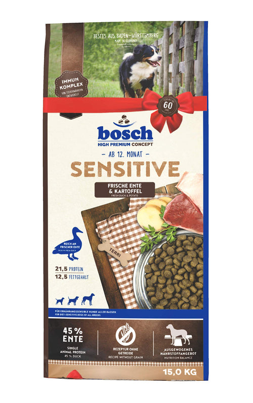Bosch HPC Sensitive Ente & Kartoffel Hundetrockenfutter - 15 kg