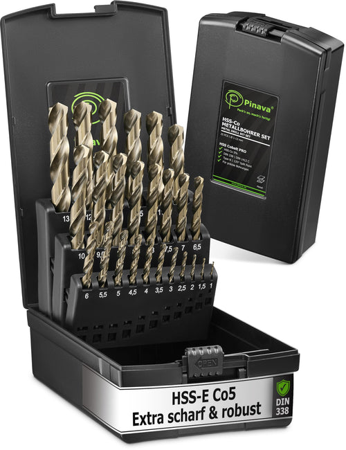 Pinava® HSS Cobalt Pro Edelstahlbohrer Set - 25tlg. 1-13mm