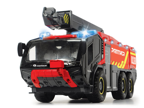 Dickie Toys RC Flughafenfeuerwehr Rosenbauer Panther 6x6, ein 56cm großes, rotes 6x6 Modell. Simuliert Löscheinsätze am Flughafen.