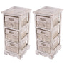 Mendler 2er-Set Regal Kommode Vintage, 3 Korbschubladen – Weiss. Zwei weiße Vintage-Kommoden mit je drei Korbschubladen zur Aufbewahrung.