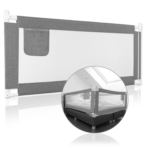RAWVEL® Bettgitter 1.6m grau - Rausfallschutz für Kinderbetten