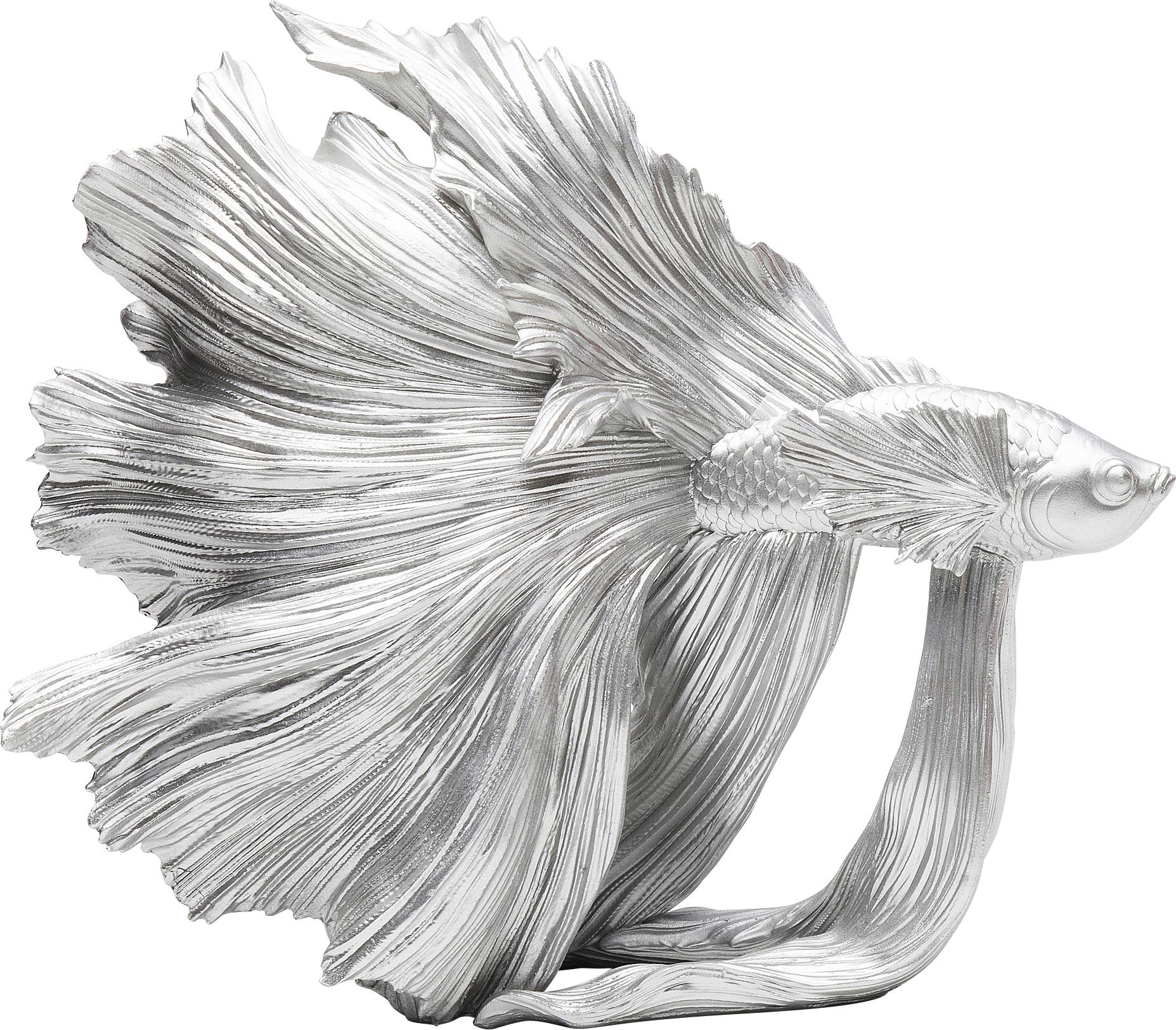 Kare Design Betta Fish Deko Figur: Silberne Figur in Form eines detailreichen Kampffisches. Dient als Dekorationsobjekt.