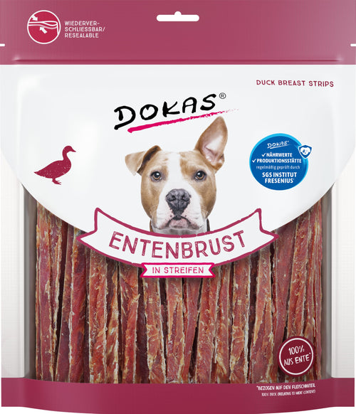 DOKAS Getreidefreier Premium Hundesnack Streifen Entenbrust 500g 6er Pack