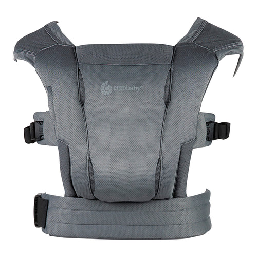 Ergobaby Embrace Soft Air Mesh Babytrage Neugeborene - Washed Black. Schwarze Mesh-Trage zum ergonomischen Tragen von Neugeborenen.
