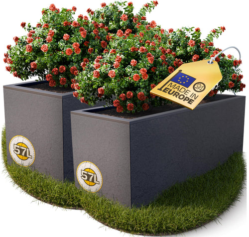Ondis24 Vulkan Pflanzkübel rechteckig Wasserspeicher - 2er Anthrazit
