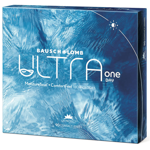 Bausch + Lomb ULTRA ONE DAY sphärische Tageslinsen - 90 Stück. Klare Linse für tägliche Sehkorrektur mit Feuchtigkeits-Komfort.