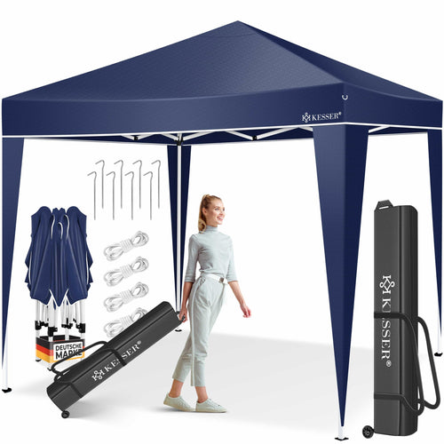 KESSER® Pop-Up Faltpavillon 3x3m Garten Partyzelt - Blau. Quadratisch, blau. Bietet Sonnen- und Regenschutz.