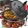 KESSER® Dutch Oven Set BBQ 9L - Gusseisen Feuertopf mit Füssen