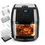 GOURMETmaxx XXL Heissluftfritteuse 9L - Digital. Schwarze, quaderförmige Heissluftfritteuse mit digitalem Display. Ermöglicht fettarmes Frittieren, Backen und Grillen durch Zirkulation heisser Luft.