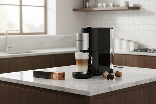 Nespresso Krups Atelier XN8908 Kaffeemaschine mit Milchschäumer in elegantem Schwarz-Silber Design