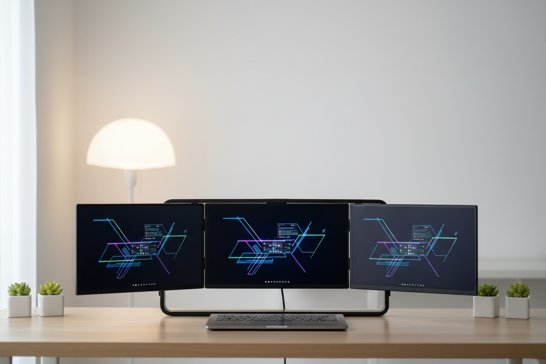 Siaviala Laptop Screen Extender mit Triple-Monitor-Setup für produktives Arbeiten