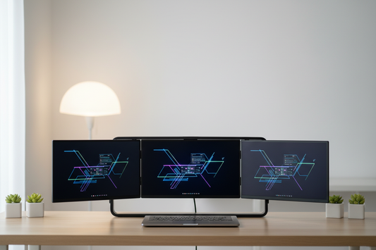 Siaviala Laptop Screen Extender mit Triple-Monitor-Setup für produktives Arbeiten