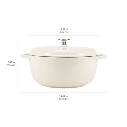 Amazon Basics Rund Schmortopf Emailliertes Gusseisen – 6.9 L Weiss
