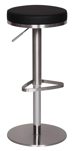 FineBuy Barhocker Edelstahl höhenverstellbar 57-82 cm. Runder Sitz, Tellerfuß. Höhenverstellbare Sitzgelegenheit für Bartische.