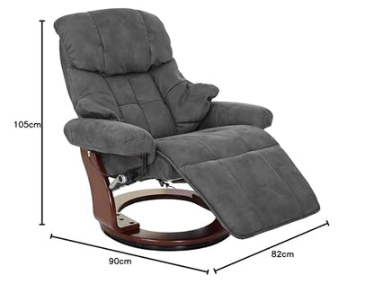 MCA Relaxsessel Calgary 2 – TV-Sessel Stoff Dunkelgrau Walnuss-Optik