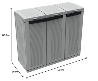 Terry Ecocab 3 Abfalltrennschrank Innen/Aussen 3-fach – 102x39x88,7 cm
