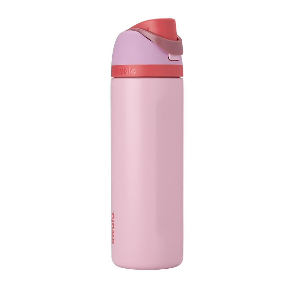 Owala FreeSip Isolierflasche Edelstahl mit Strohhalm, 710 ml, Farbe Angle Food Cake, Trageschlaufe