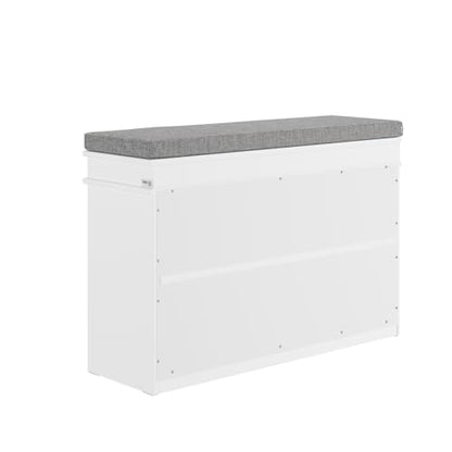 SoBuy FSR82-L-W schmale Schuhbank mit Sitzkissen Stauraum Weiss