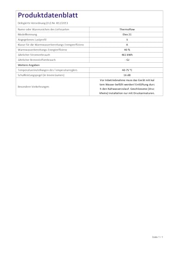 Thermoflow Elex 21 kW Durchlauferhitzer 400 V druckfest